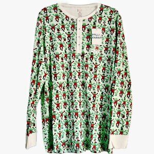 Roller Rabbit Monkey Mas Pajama Shirt Long Sleeve Pima Cotton Top Sz XL Holidays
